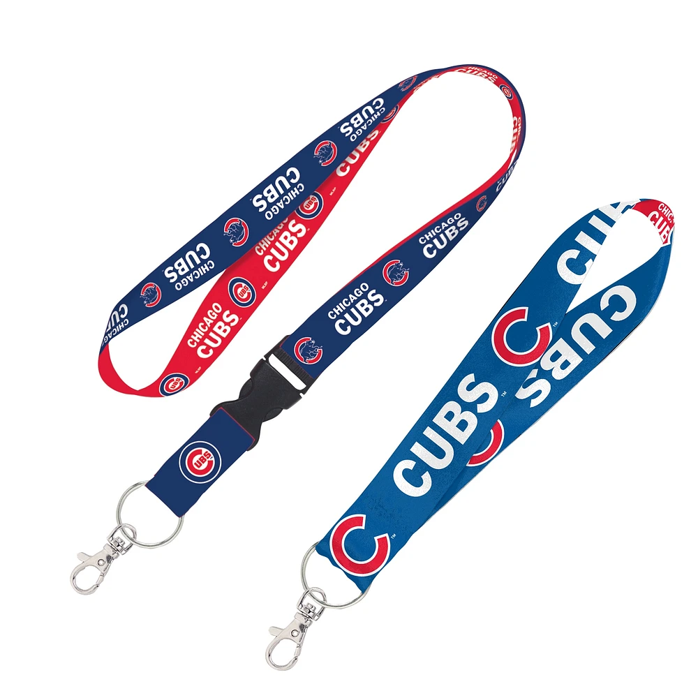 Lot de 2 cordons WinCraft Chicago Cubs avec boucle détachable et porte-clés