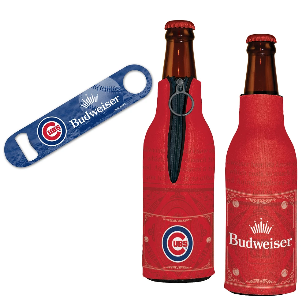 WinCraft Chicago Cubs MLB x Budweiser Bottle Opener & 2 Bottle Coolers