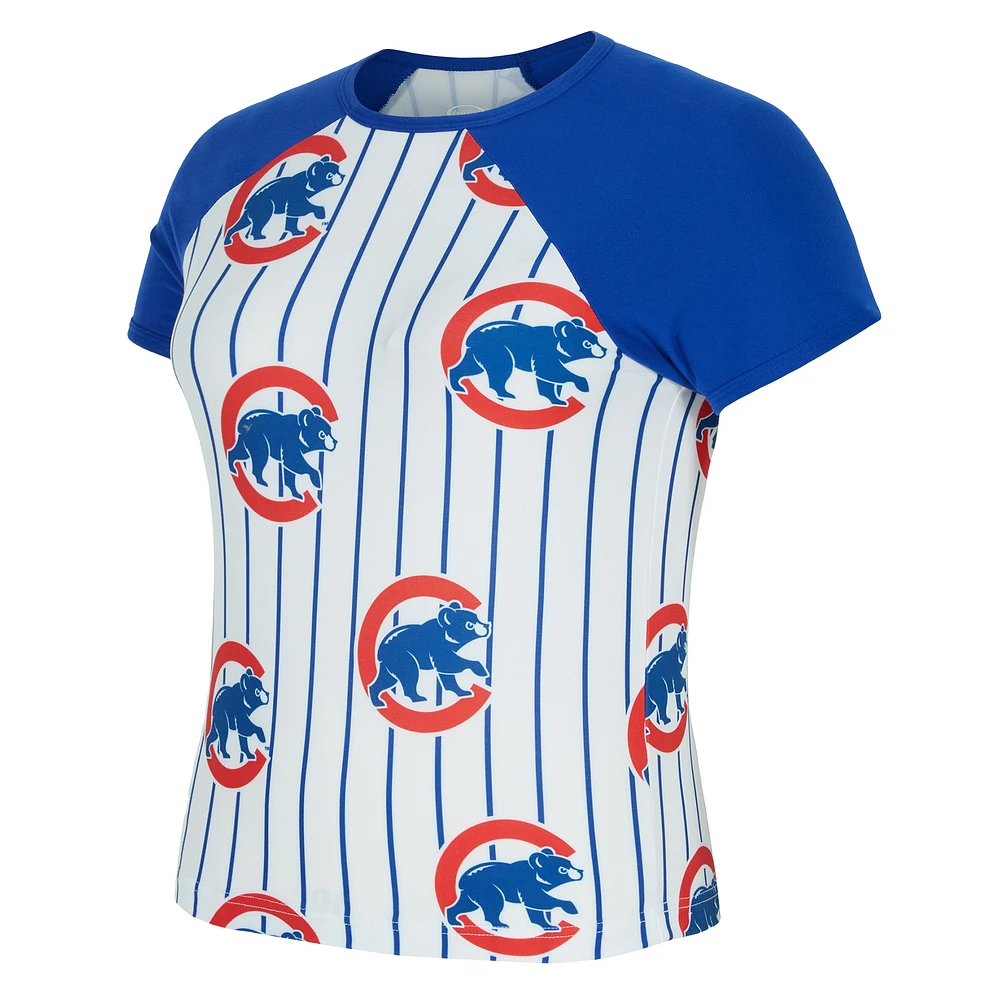 Women's Concepts Sport  White Chicago Cubs Outbound Pinstripe Raglan T-Shirt