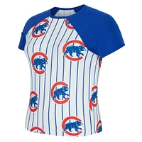 Women's Concepts Sport  White Chicago Cubs Outbound Pinstripe Raglan T-Shirt
