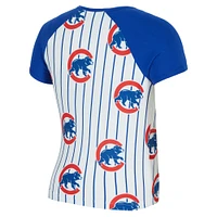 Women's Concepts Sport  White Chicago Cubs Outbound Pinstripe Raglan T-Shirt