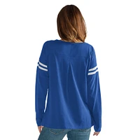 Women's G-III 4Her by Carl Banks  Royal Chicago Cubs Free Agent Distressed Long Sleeve Scoop Neck T-Shirt