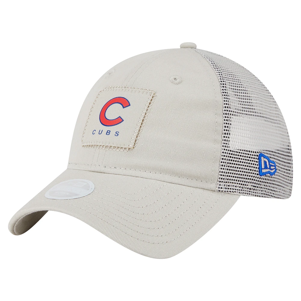 Women's New Era  Light Beige Chicago Cubs Square Stitch 9TWENTY Adjustable Hat
