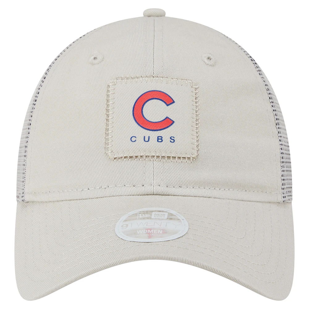 Women's New Era  Light Beige Chicago Cubs Square Stitch 9TWENTY Adjustable Hat