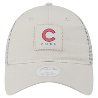 Women's New Era  Light Beige Chicago Cubs Square Stitch 9TWENTY Adjustable Hat
