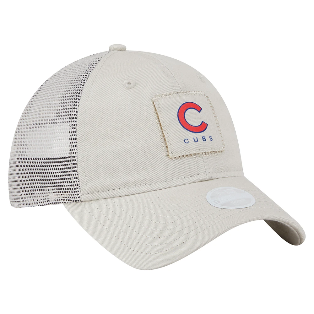 Women's New Era  Light Beige Chicago Cubs Square Stitch 9TWENTY Adjustable Hat