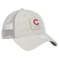 Women's New Era  Light Beige Chicago Cubs Square Stitch 9TWENTY Adjustable Hat