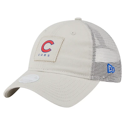 Women's New Era  Light Beige Chicago Cubs Square Stitch 9TWENTY Adjustable Hat