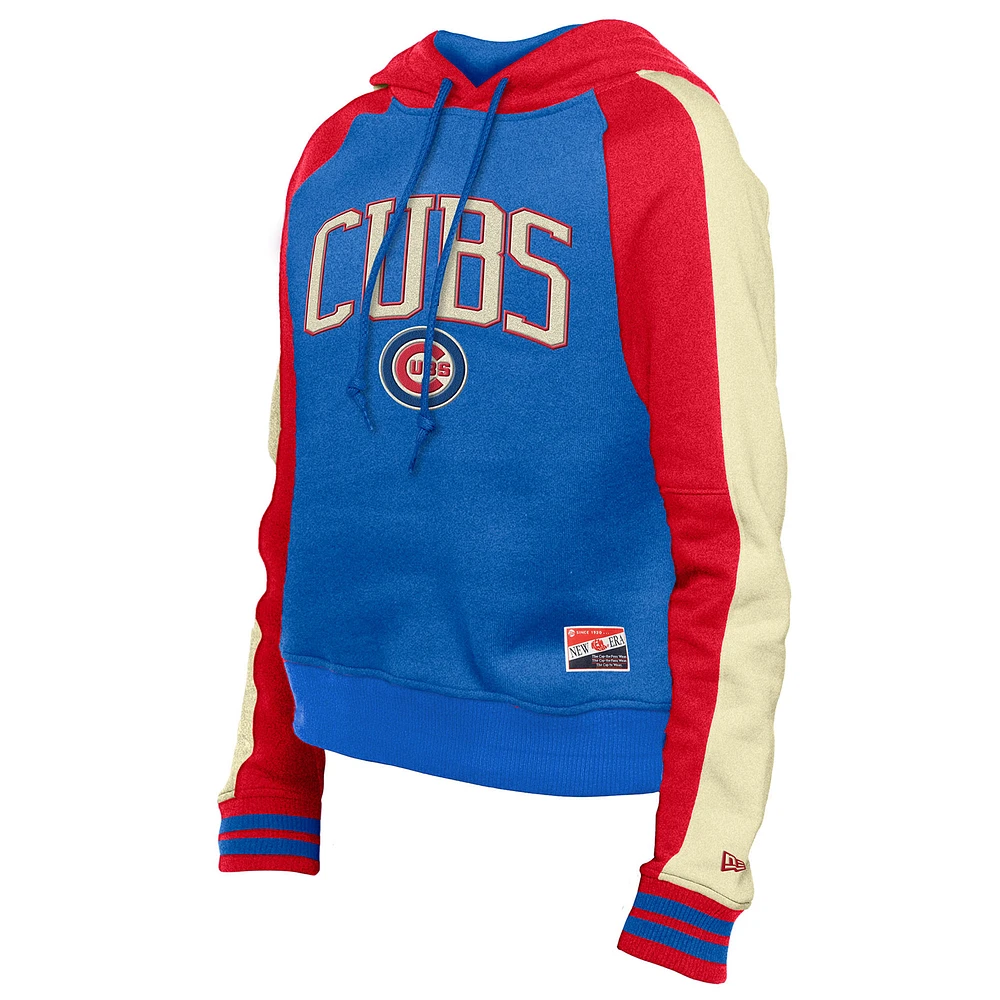 Sweat à capuche court manches raglan pour femme de la collection Cooperstown des Royal Chicago Cubs New Era