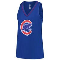 Women's Profile  Royal Chicago Cubs Plus Sized Stellar Win V-Neck Tank Top
