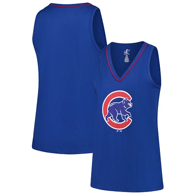Women's Profile  Royal Chicago Cubs Plus Sized Stellar Win V-Neck Tank Top