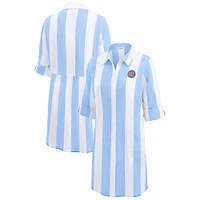 Women's Tommy Bahama  Blue Chicago Cubs Rugby Beach Boyfriend Full-Button Top