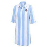 Women's Tommy Bahama  Blue Chicago Cubs Rugby Beach Boyfriend Full-Button Top