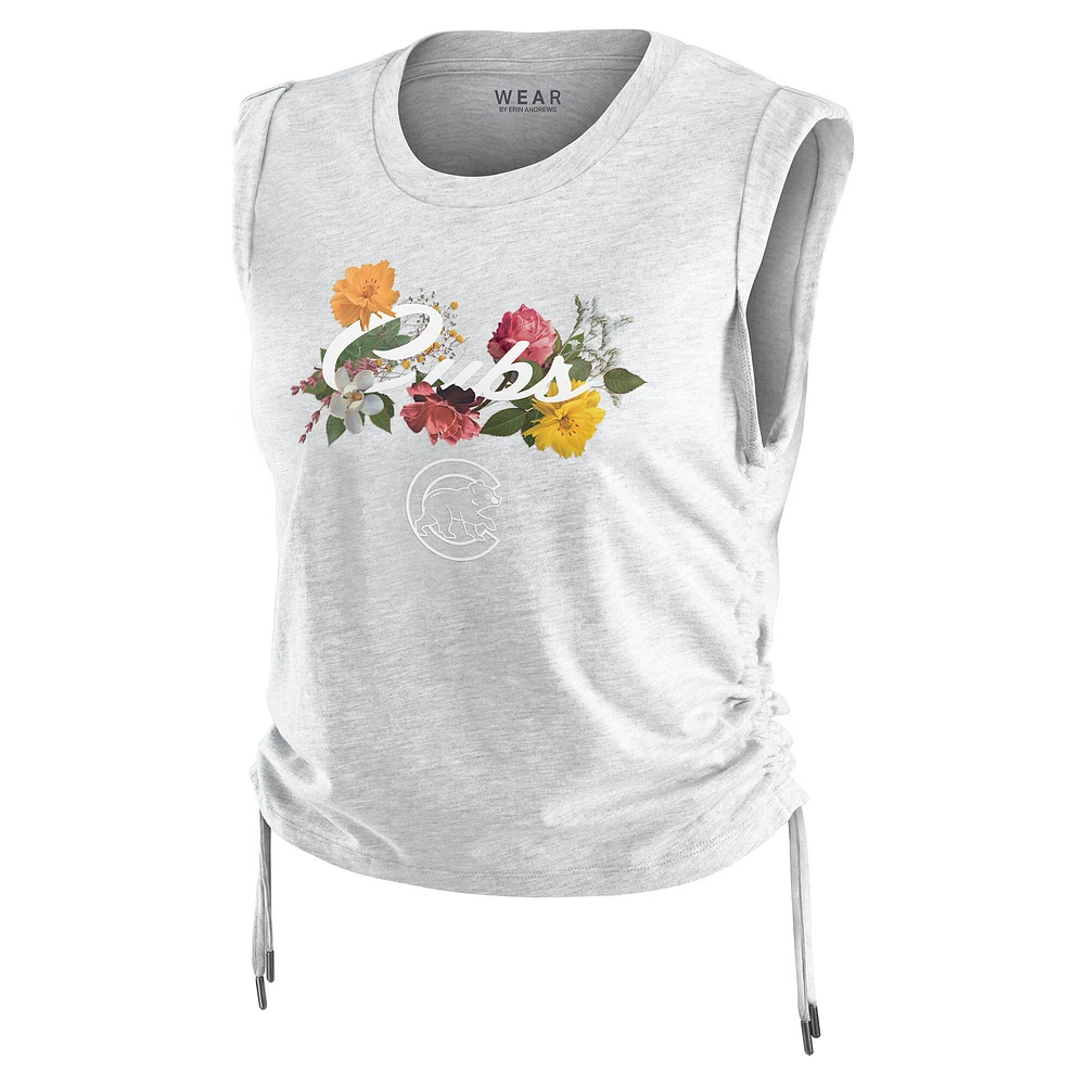 Women's WEAR by Erin Andrews  Heather Gray Chicago Cubs Cinched Tank Top