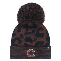 Bonnet en tricot à revers avec pompon et rosette des Chicago Cubs marron pour femme '47