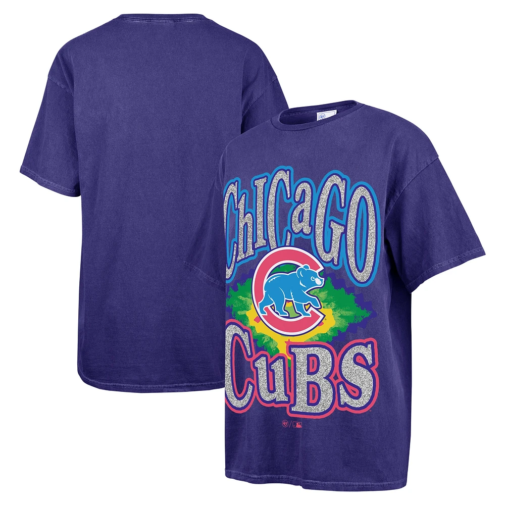 T-shirt petit ami '47 bleu marine avec lumières clignotantes des Chicago Cubs pour femmes