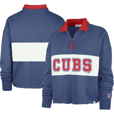 Chicago Cubs '47 Women's Remi Quarter-Zip Cropped Top - Royal
