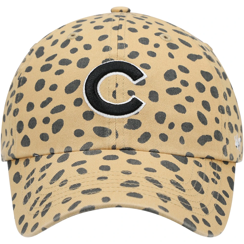 Women's '47 Tan Chicago Cubs Cheetah Clean Up Adjustable Hat