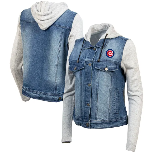 The Wild Collective Chicago Cubs Allover Print Button-Up Denim Jacket