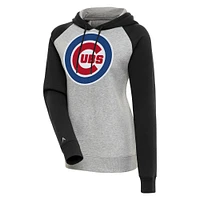 Sweat à capuche manches raglan Victory pour femme Antigua Heather Grey/Black Chicago Cubs