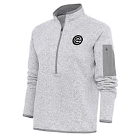 Veste à enfiler demi-zippée Fortune en gris chiné pour femme des Chicago Cubs