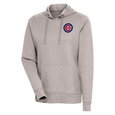 Sweat à capuche manches longues Antigua Oatmeal Chicago Cubs Action pour femme