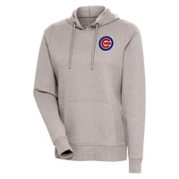 Sweat à capuche manches longues Antigua Oatmeal Chicago Cubs Action pour femme