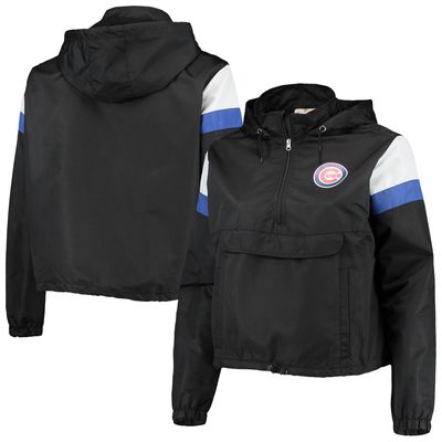 Women's Black/Royal Chicago Cubs Plus Anorak Quarter-Zip Hoodie