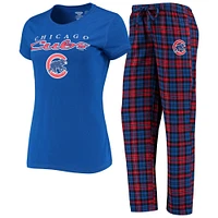 Ensemble de nuit avec t-shirt et pantalon pour femme Concepts Sport Royal/rouge Chicago Cubs Lodge