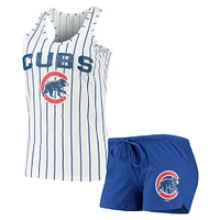 Ensemble de nuit avec débardeur et short pour femme Concepts Sport Royal/White Chicago Cubs Vigor