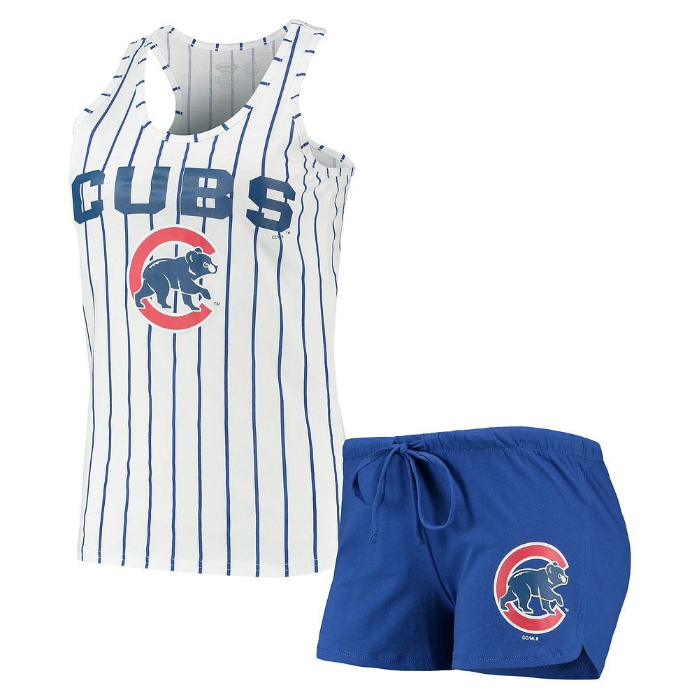 Ensemble de nuit avec débardeur et short pour femme Concepts Sport Royal/White Chicago Cubs Vigor