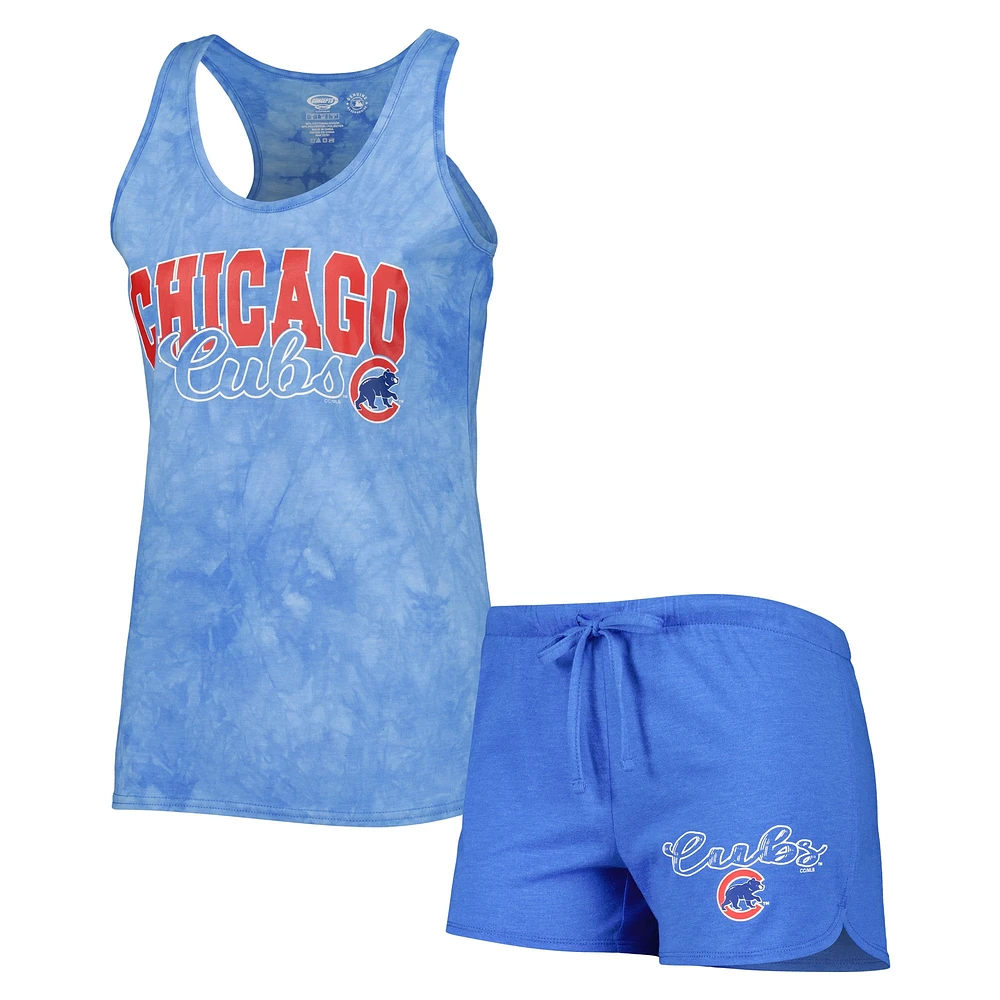 Women's Concepts Sport Royal Chicago Cubs Billboard Racerback Tank & Shorts Sleep Set