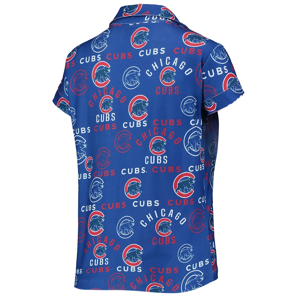 Concepts Sport Royal Chicago Cubs Ensemble de nuit avec haut et short imprimés phares pour femme