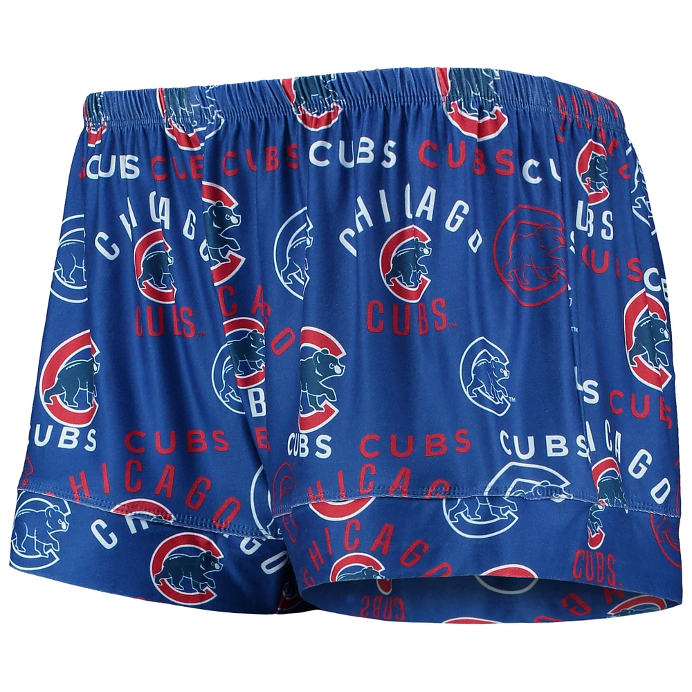 Concepts Sport Royal Chicago Cubs Ensemble de nuit avec haut et short imprimés phares pour femme