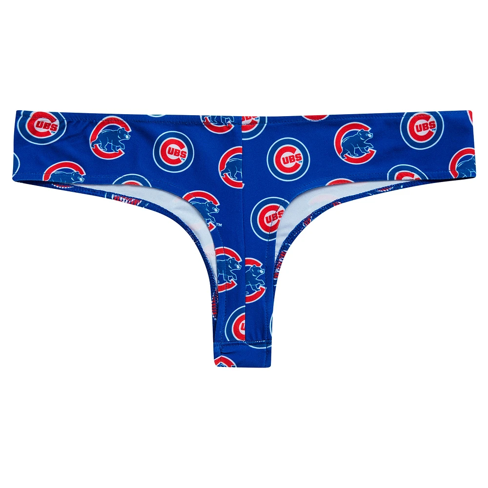 Women's Concepts Sport Royal Chicago Cubs Record Allover Print Knit Thong