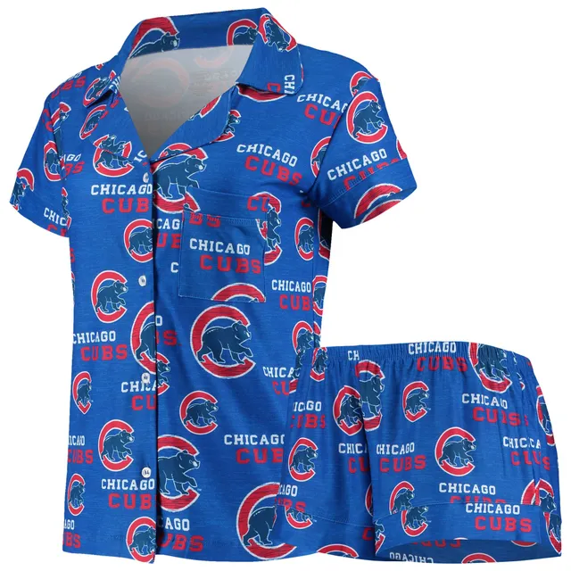 Concepts Sport Women's Royal New York Mets Zest Allover Print Button-Up Shirt and Shorts Sleep Set