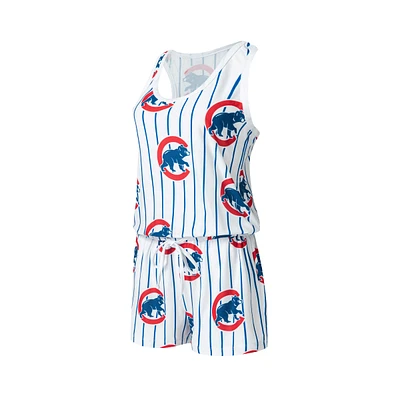 Combi-short en tricot à fines rayures pour femme Concepts Sport Chicago Cubs Reel Blanc