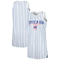 Chemise de nuit sans manches en tricot à fines rayures pour femme Concepts Sport Chicago Cubs Reel Blanc