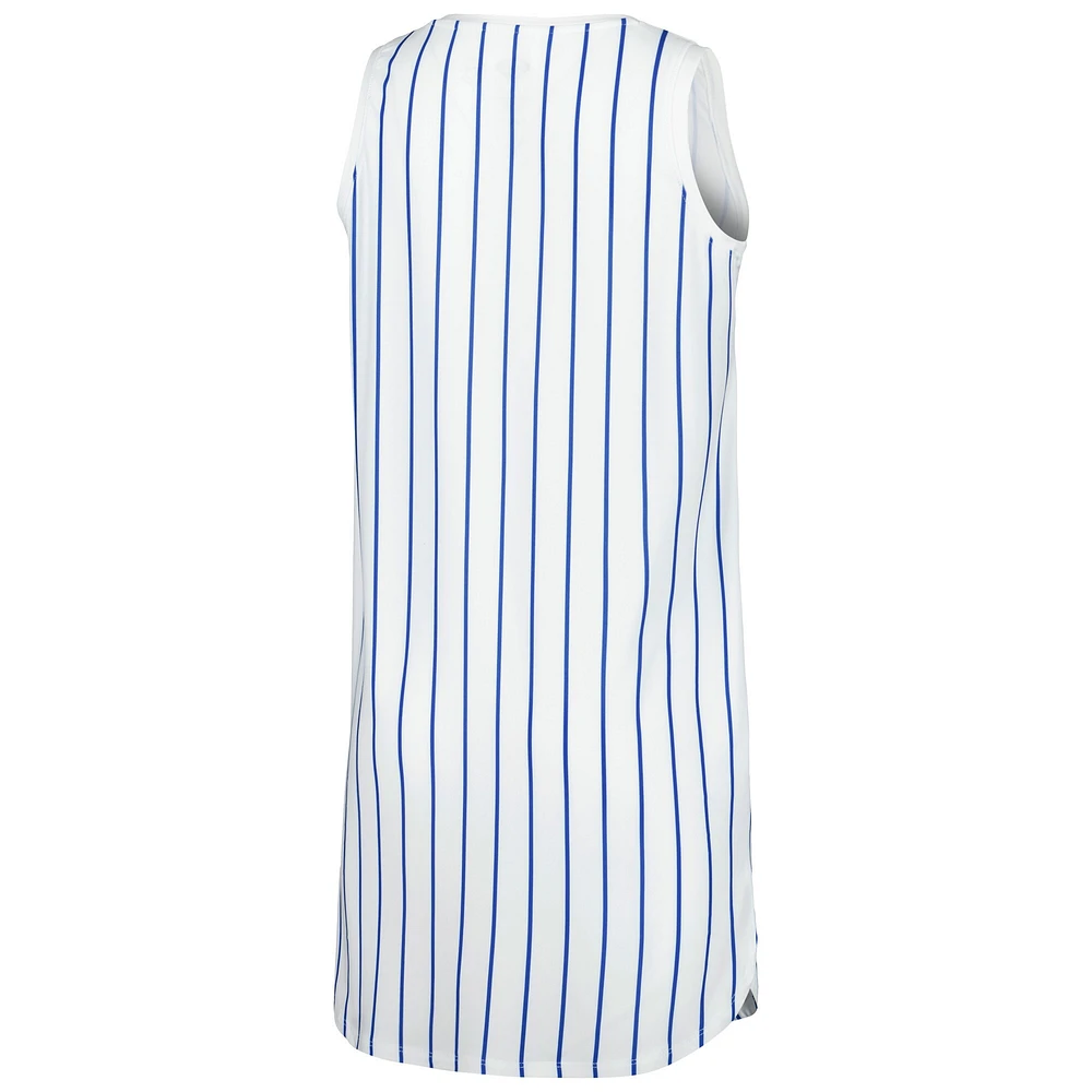 Chemise de nuit sans manches en tricot à fines rayures pour femme Concepts Sport Chicago Cubs Reel Blanc