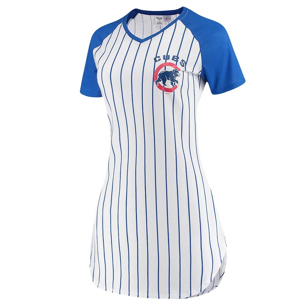 Concepts Sport - Chemise de nuit blanche à fines rayures Vigor Chicago Cubs pour femme