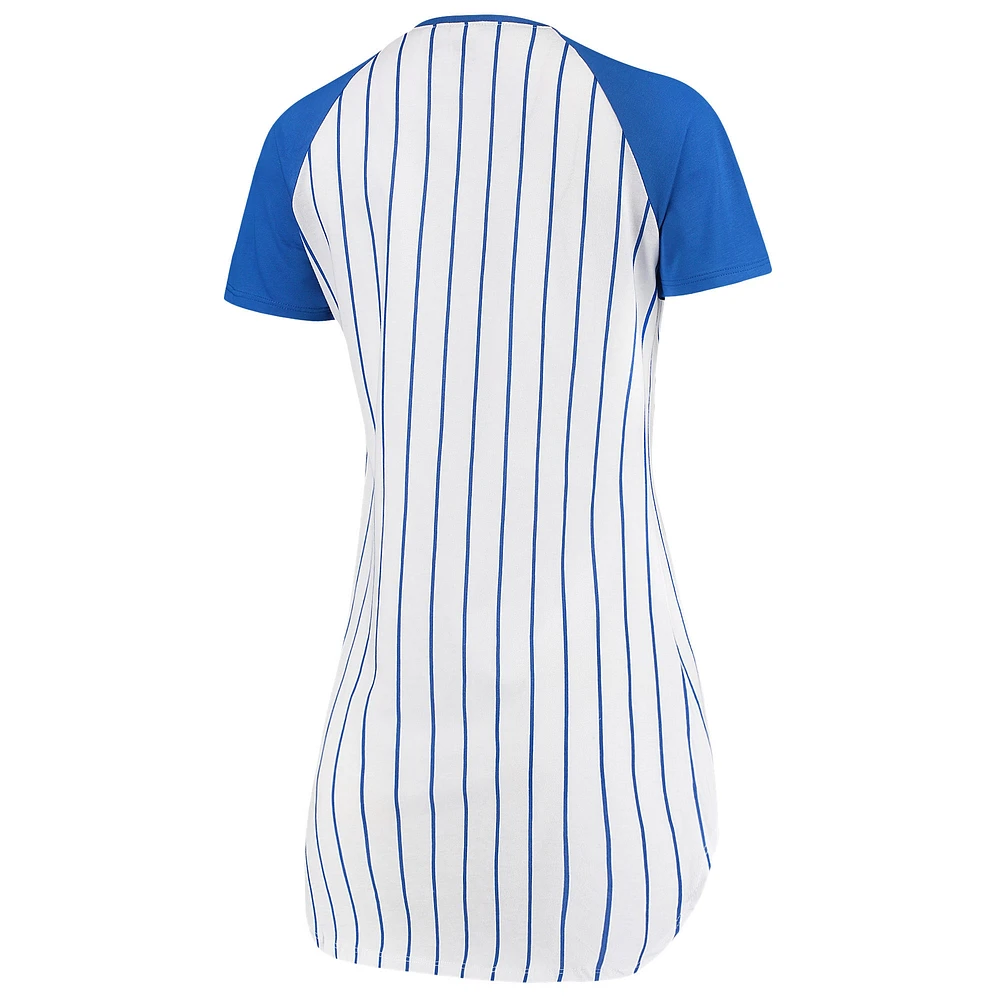 Concepts Sport - Chemise de nuit blanche à fines rayures Vigor Chicago Cubs pour femme