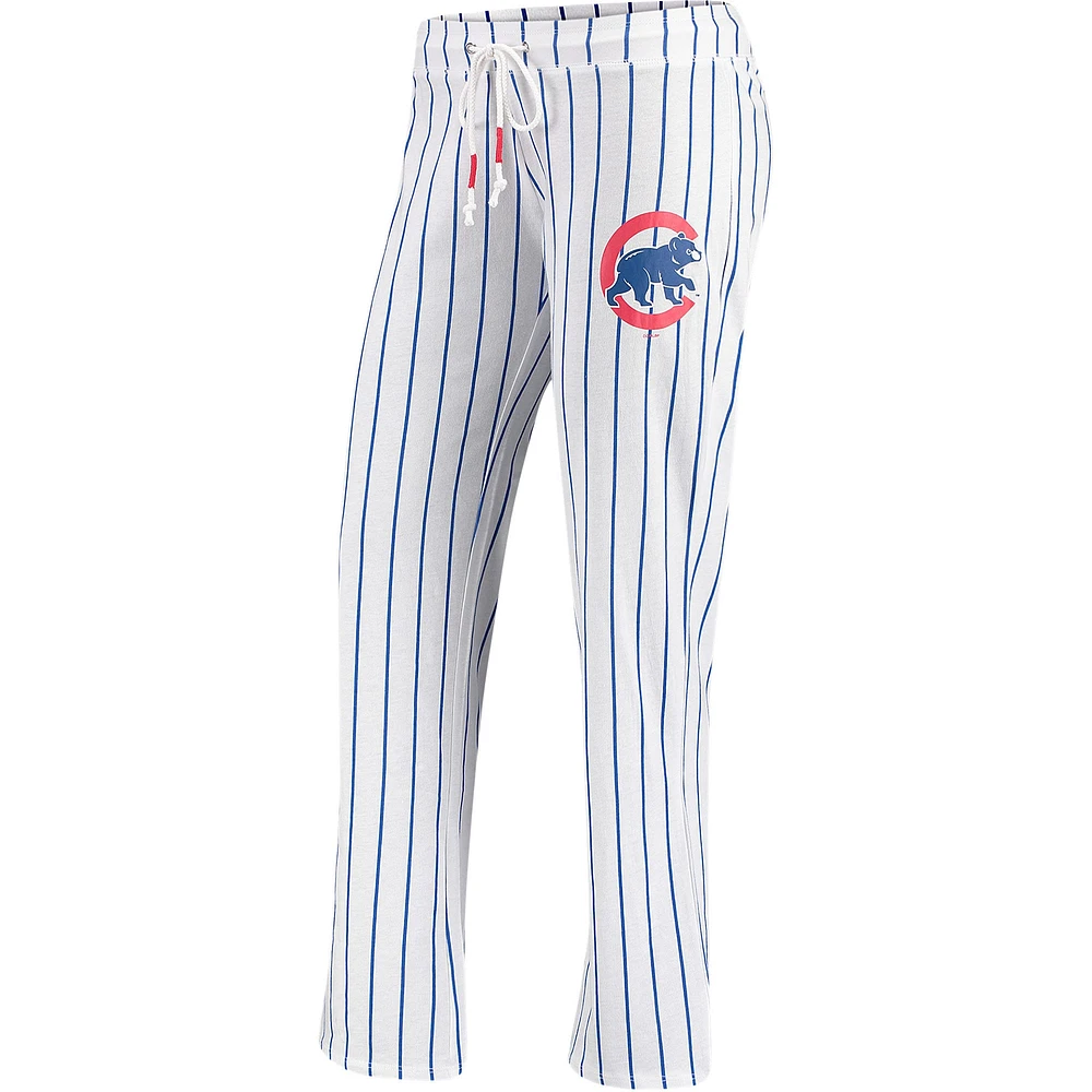 Pantalon de nuit à fines rayures Vigor Chicago Cubs Concepts Sport pour femme, blanc