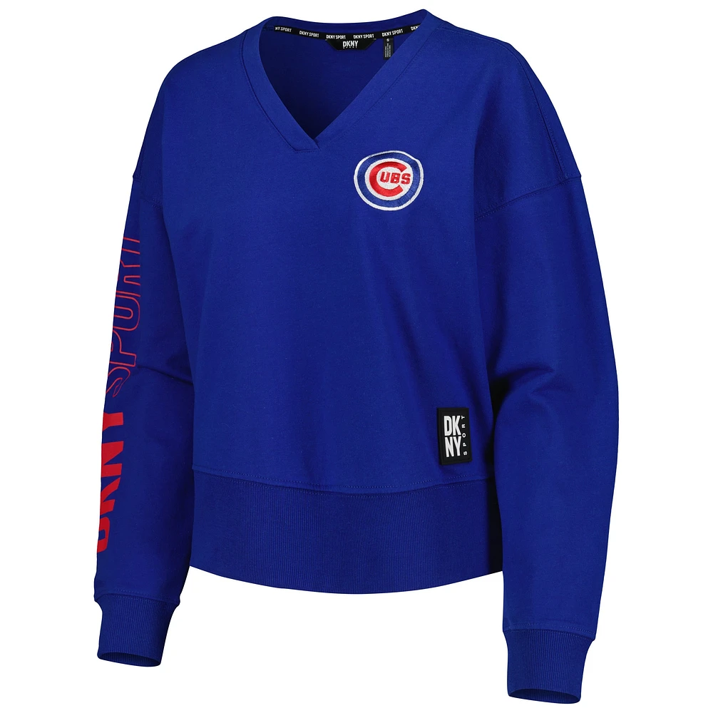 Women's DKNY Sport Royal Chicago Cubs Lily V-Neck Pullover Sweatshirt