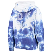 Chandail à capuchon demi-glissière DKNY Sport pour femme, blanc/royal Chicago Cubs Dakota Tie-Dye