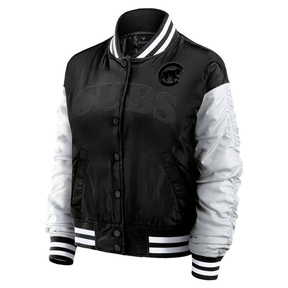 Veste à boutons-pression intégrale Elements Wave de Chicago Cubs noire Fanatics pour femme