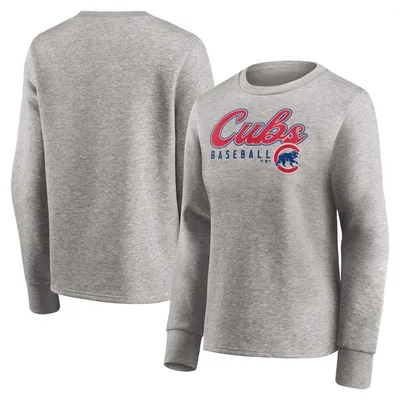 Chicago Cubs Fanatics Branded Women's Crew Pullover Sweater - Heathered Gray