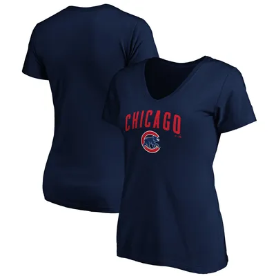Chicago Cubs Fanatics Branded Women's Core Team Lock Up V-Neck T-Shirt - Navy