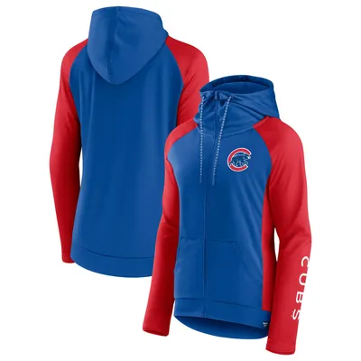 Chicago Cubs Fanatics Branded Women's Iconic Raglan Full-Zip Hoodie - Royal/Red