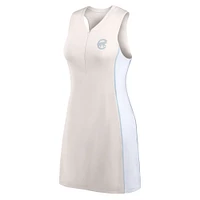 Women's Fanatics Cream Chicago Cubs Studio Boost Athletic Half-Zip Dress