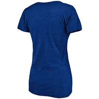 Women's Fanatics Heathered Royal Chicago Cubs Wordmark Tri-Blend V-Neck T-Shirt